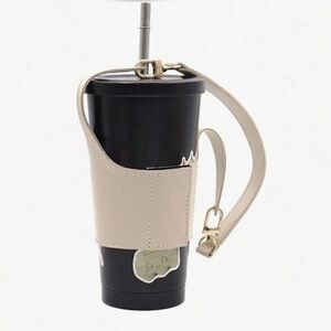 Coffee Travel Pouch Cream Holder PU